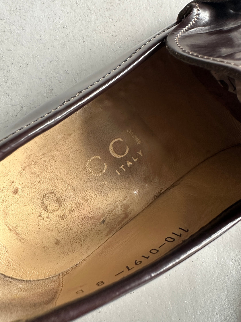 GUCCI - 1980s SQUARE TOE HORSEBIT LOAFERS