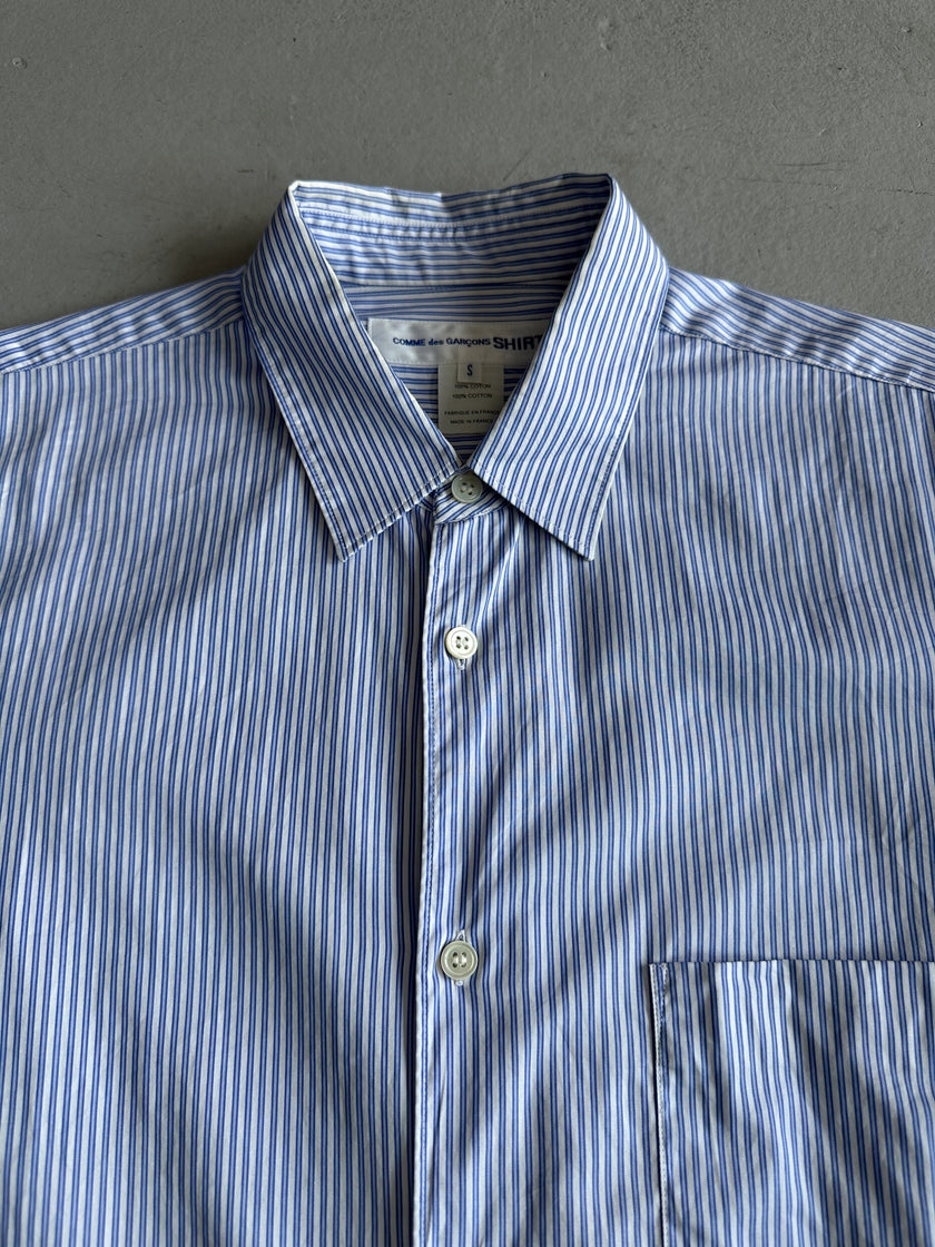 COMME DES GARÇONS - 1990s CONTRASTING SLEEVE PINSTRIPED SHIRT