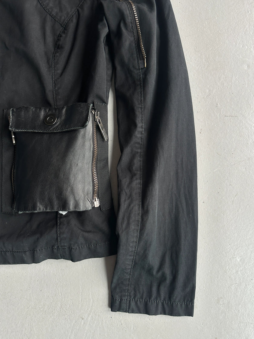 DIRK BIKKEMBERGS - 2000s LIGHT JACKET WITH LEATHER APPLIQUÉ POCKET