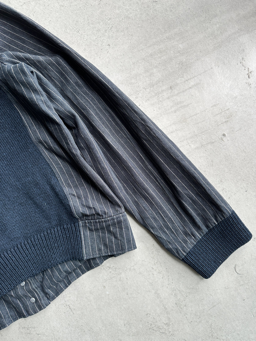 KENZO - 1990s PANELED KNIT CARDIGAN WITH STRIPED SLEEVE