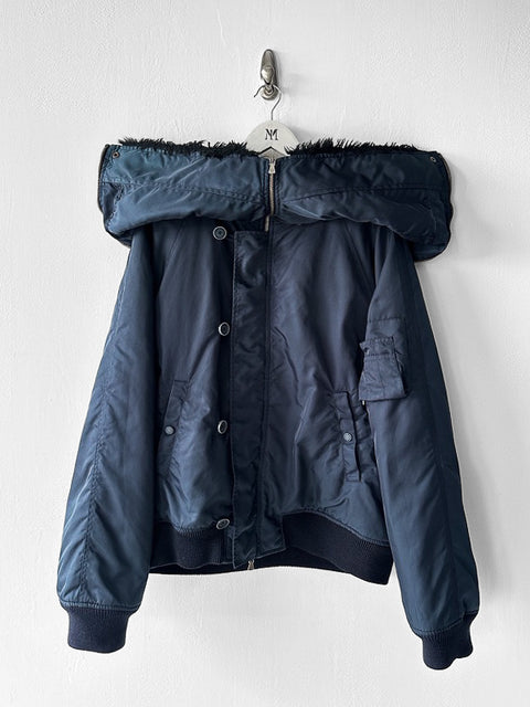 VERSACE - F/W 2003 NYLON BOMBER JACKET WITH OVERSIZED HOOD