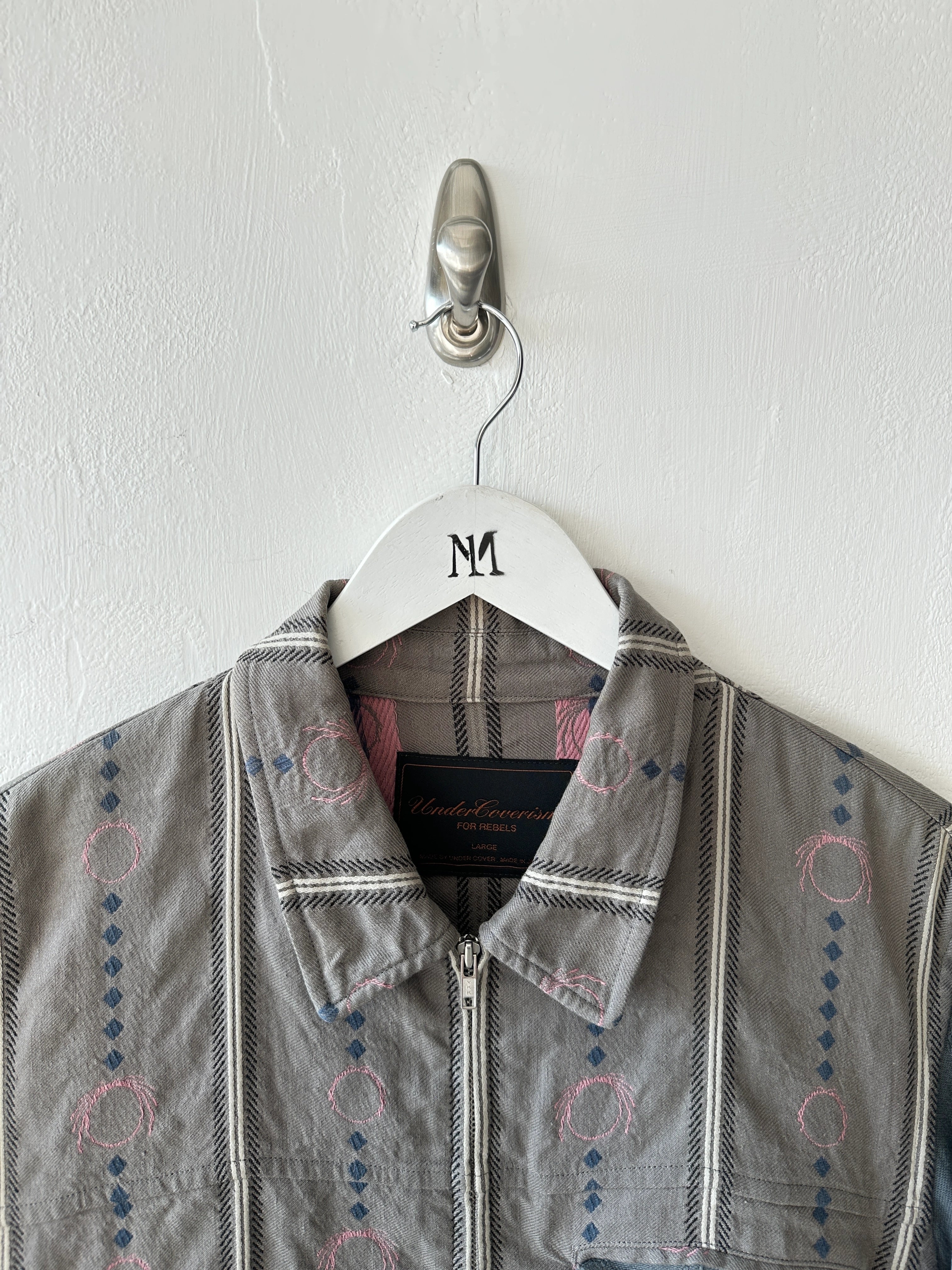 UNDERCOVERISM - early 2000s LINEN JACKET WITH CONTRASTING SLEEVE