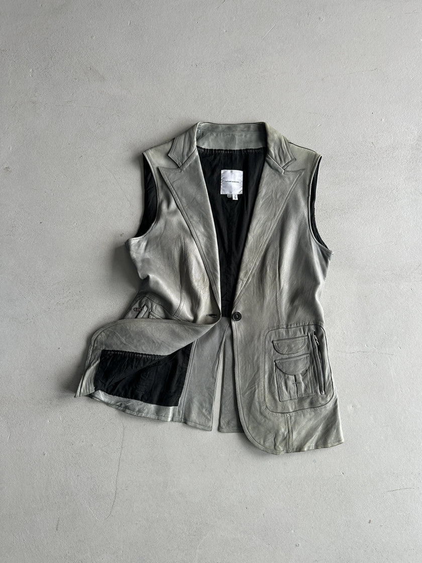 COSTUME NATIONAL - 1990s LEATHER VEST GILET