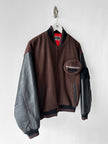 MICHIKO KOSHINO - 1990s BOMBER JACKET WITH CONTRASTING SLEEVE AND DETACHABLE POUCH POCKET