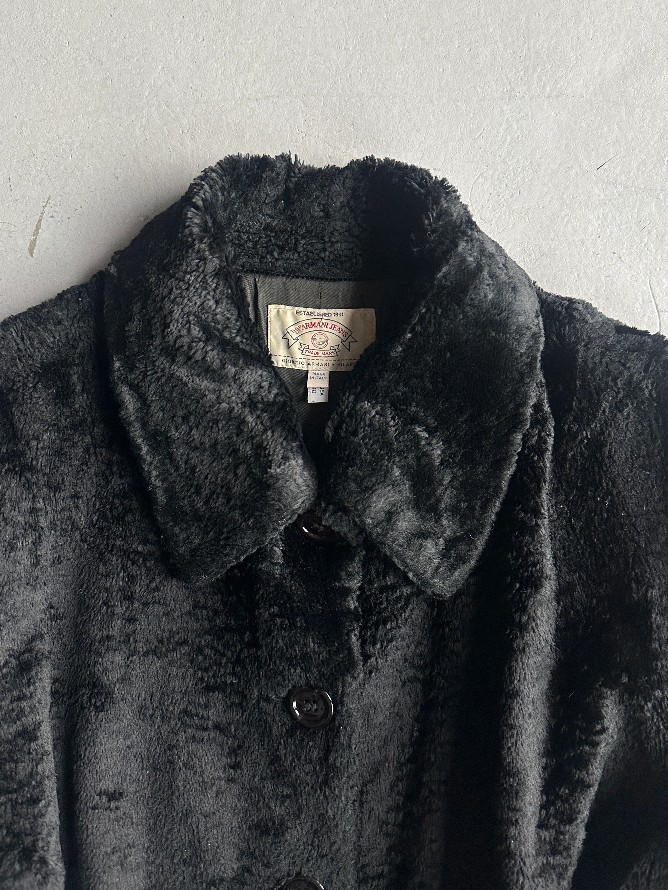 ARMANI JEANS - F/W 1996 FAUX SHEARLING JACKET WITH BELT AT WAIST