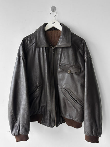 VERSACE - 1990S LEATHER BOMBER JACKET