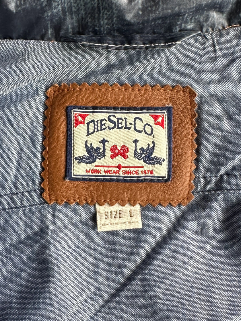 DIESEL - 2000s TROMPE L'OEIL DENIM PRINT PUFFER JACKET