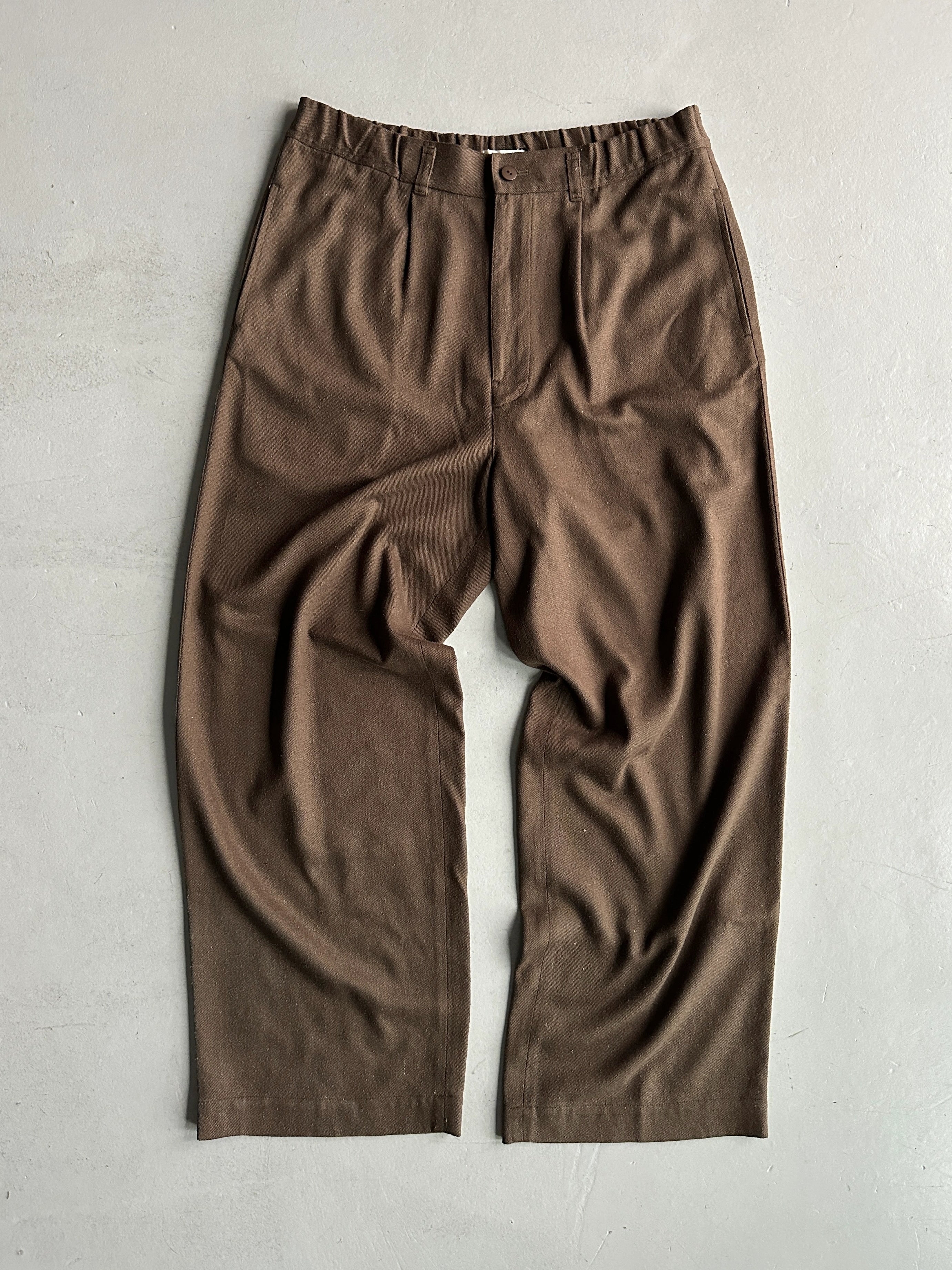 PLANTATION ISSEY MIYAKE - 1990s BRUSHED SILK WIDE LEG TROUSERS