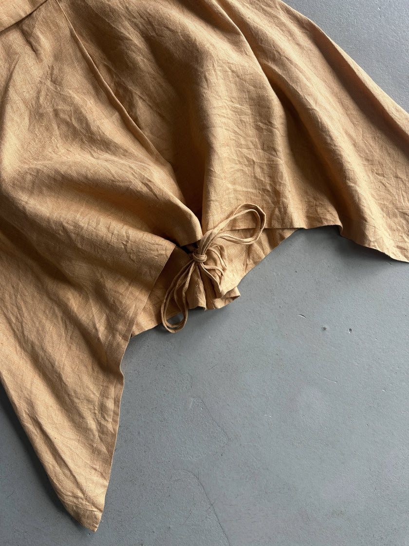 ISSEY MIYAKE - 1990s CROP FIT LINEN CAPE BLOUSE