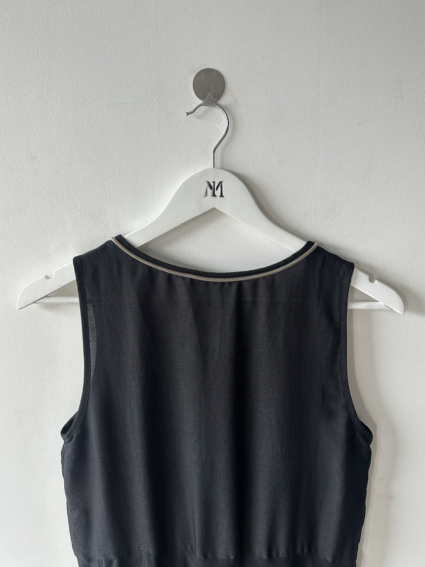 COP COPINE - 2000s ASYMMETRIC SATIN DRESS WITH CHAIN NECKLINE