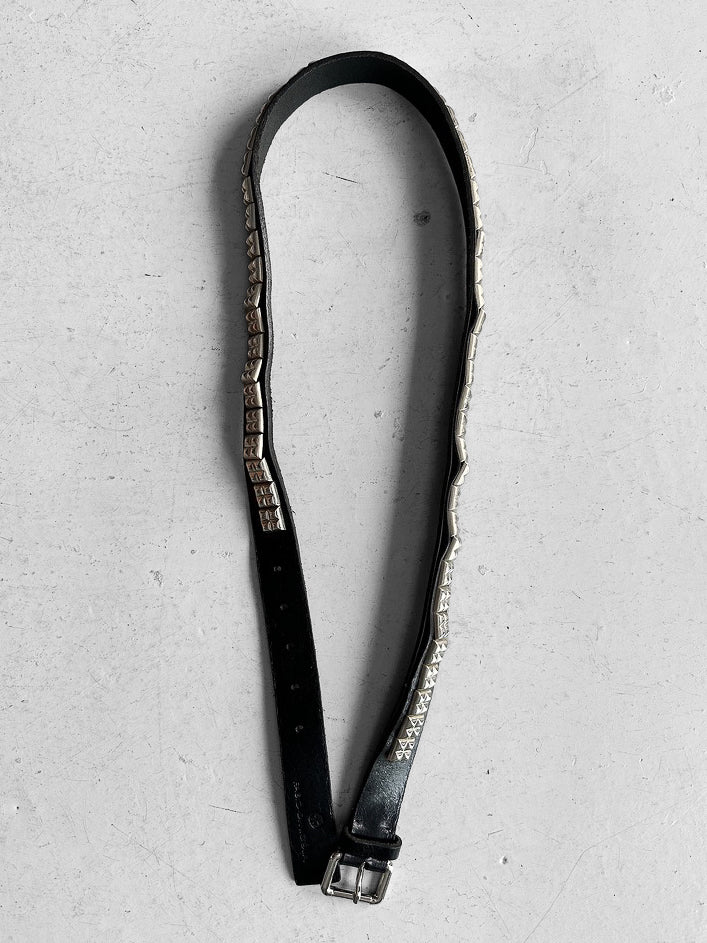ITALIAN LABEL 2000s LEATHER BELT WITH PYRAMID STUDS