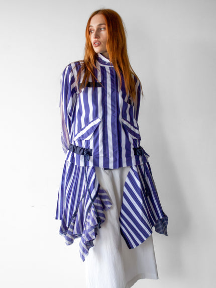 SACAI - F/W 2017 STRIPED JACKET WITH ASYMMETRICAL LAYERED HEM