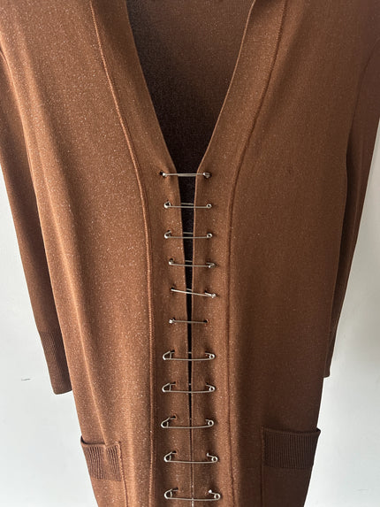 JEAN PAUL GAULTIER FEMME - late 1990s SHIMMERING CARDIGAN WITH SAFETY PIN FRONT
