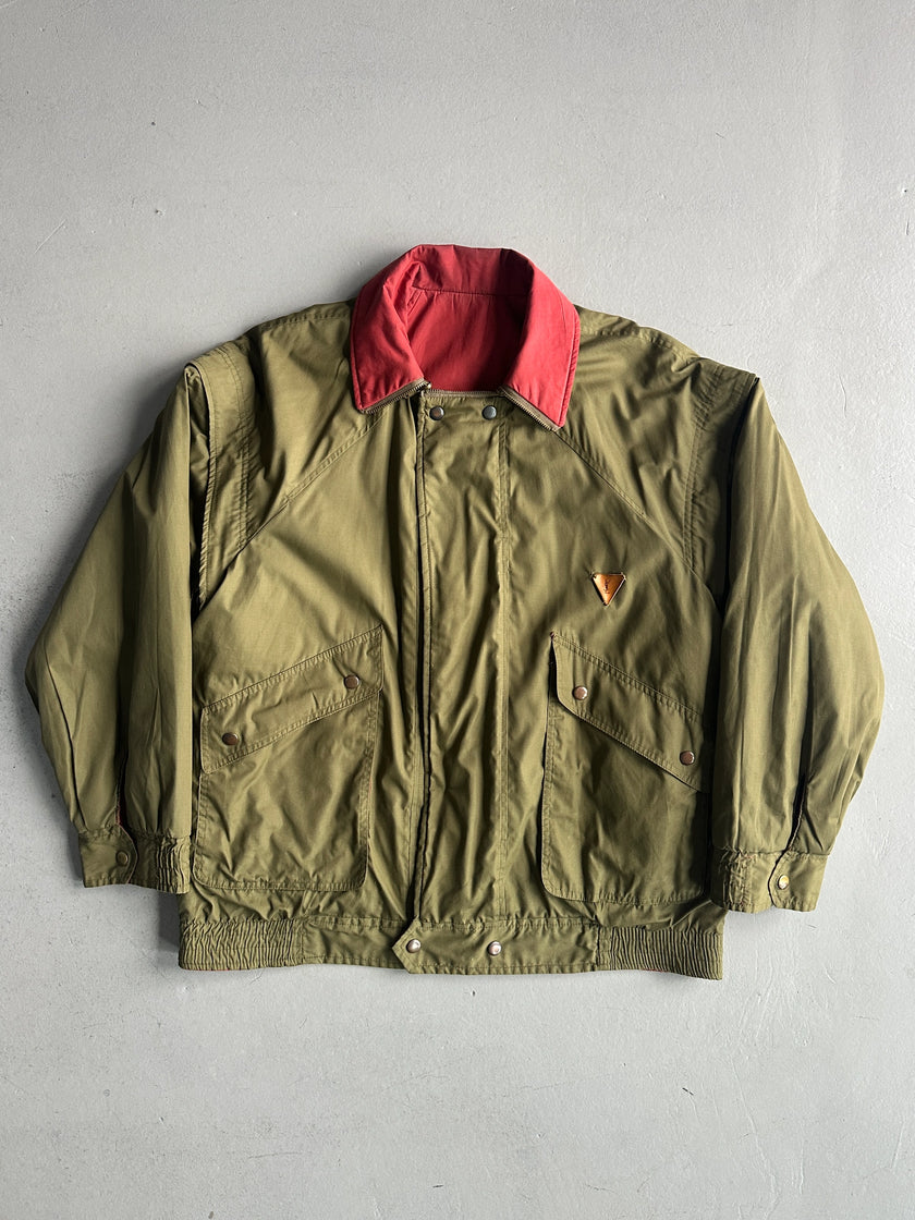YVES SAINT LAURENT - 1980s 2 IN 1 REVERSIBLE BOMBER JACKET WITH ZIP AT COLLAR