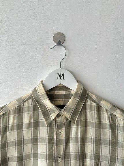 COMME DES GARÇONS - S/S 1994 CHECKED SHORT SLEEVE SHIRT WITH FLOWING DETAILS AT HEM