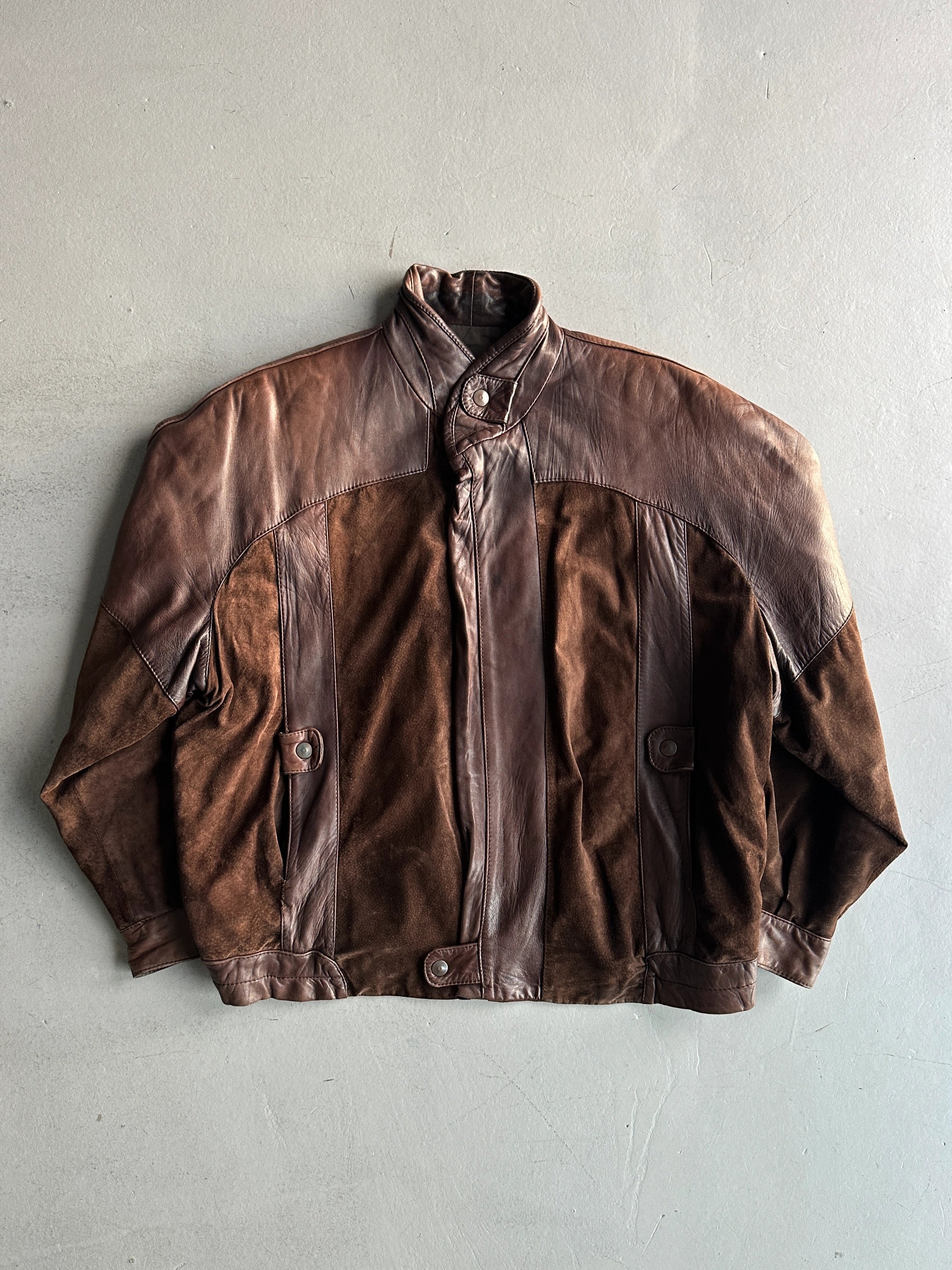 SPANISH LABEL 1980s PANELED LEATHER JACKET