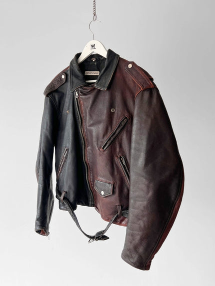 EMPORIO ARMANI – 1980s TWO-TONE LEATHER BIKER JACKET
