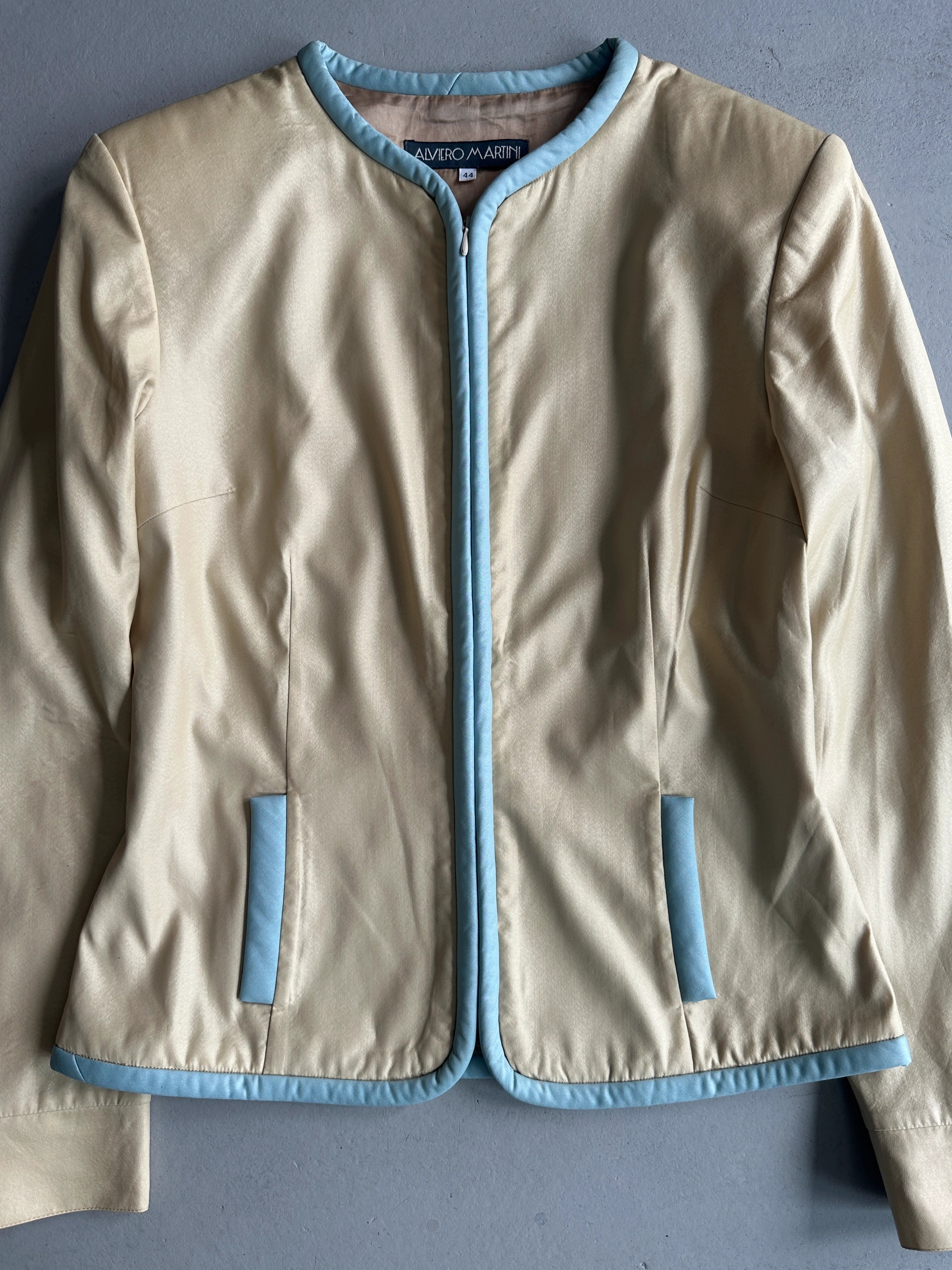 ALVIERO MARTINI - 1990s FITTED JACKET WITH PIPING DETAILS