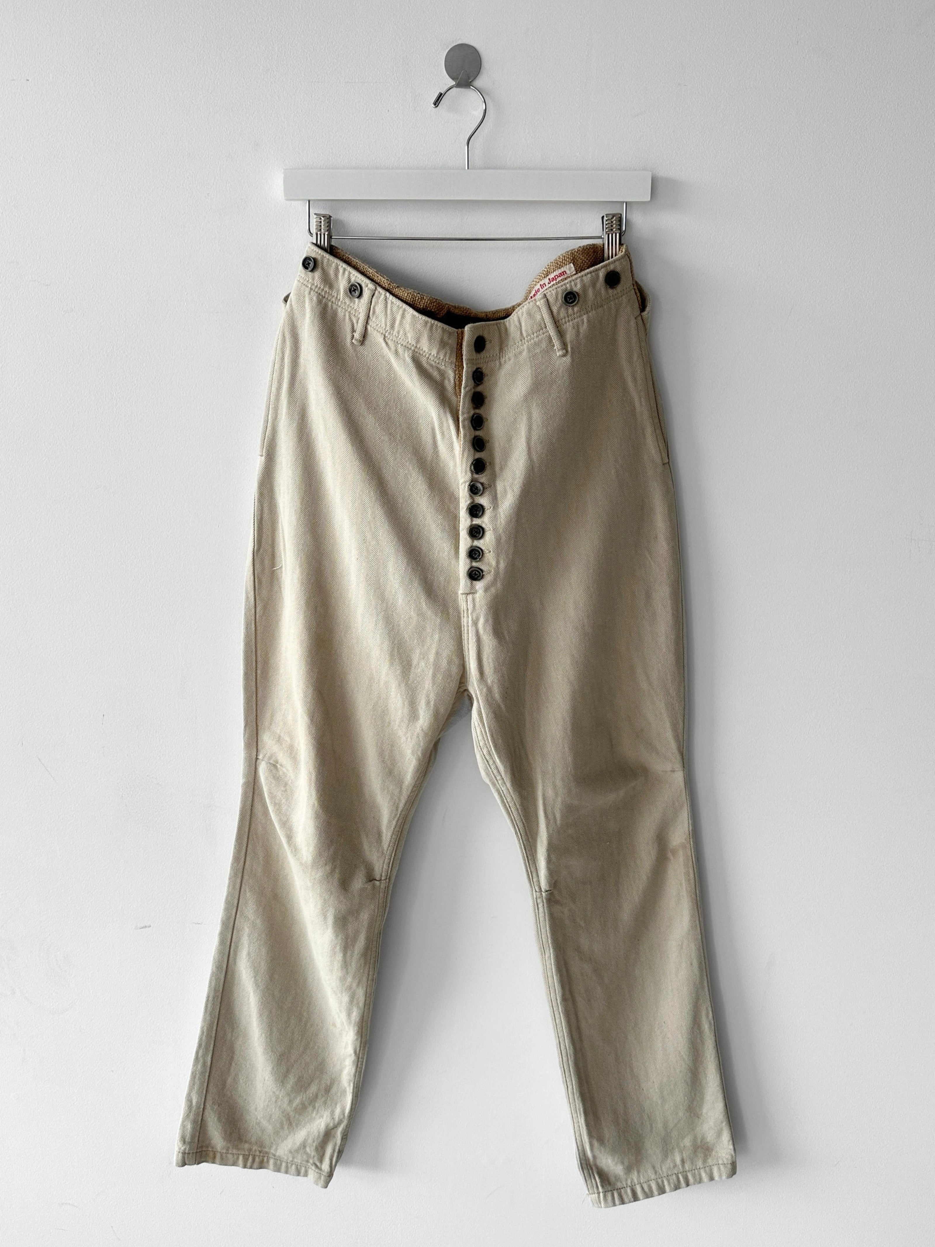KAPITAL - 1990s LOW CROTCH  TROUSERS WITH WOVEN WAIST PANEL