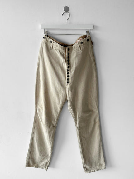 KAPITAL - 1990s LOW CROTCH  TROUSERS WITH WOVEN WAIST PANEL