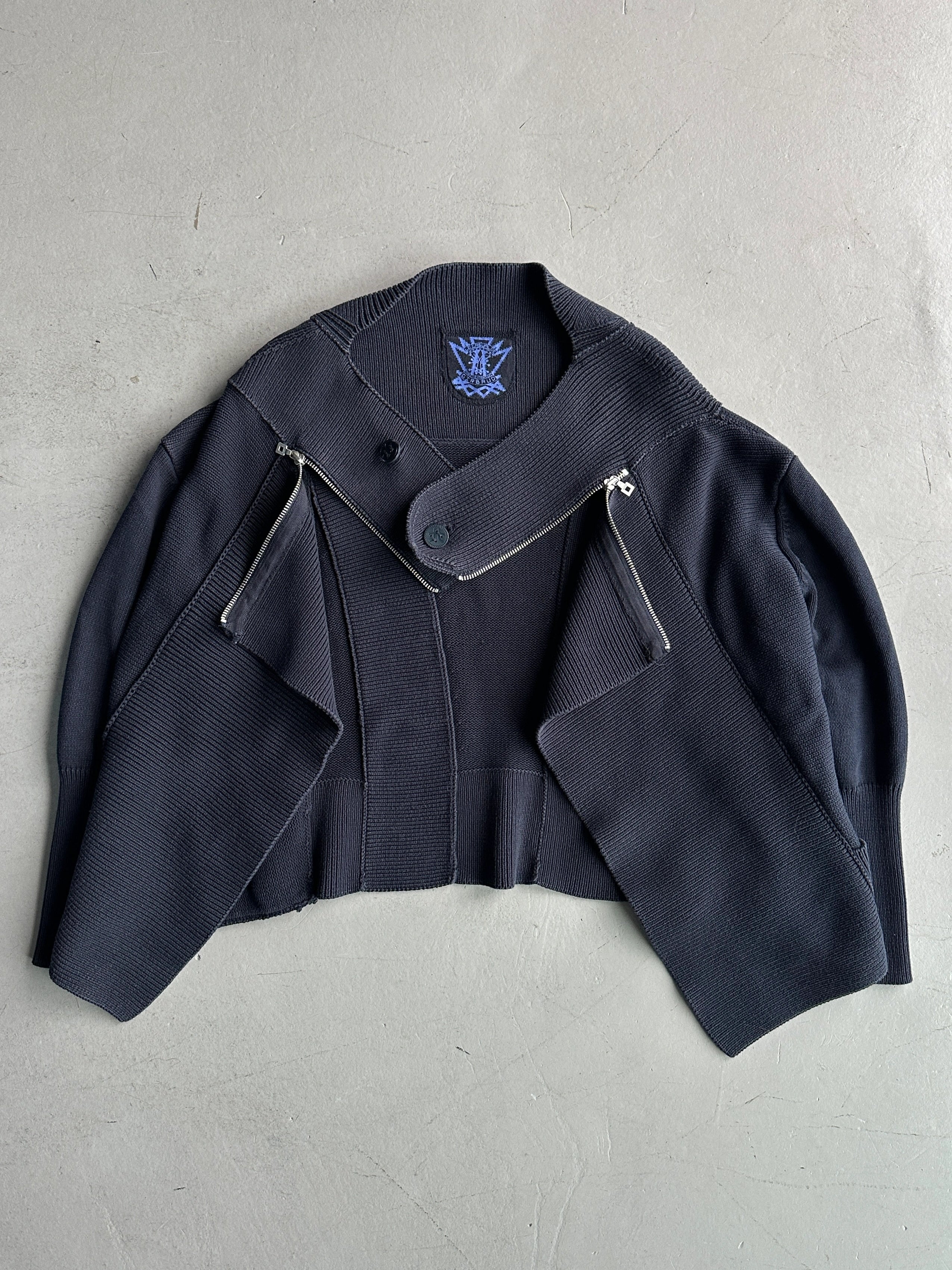 MARITHÉ + FRANÇOIS GIRBAUD - early 2000s ZIP DETAIL AT COLLAR OPEN FRONT CARDIGAN