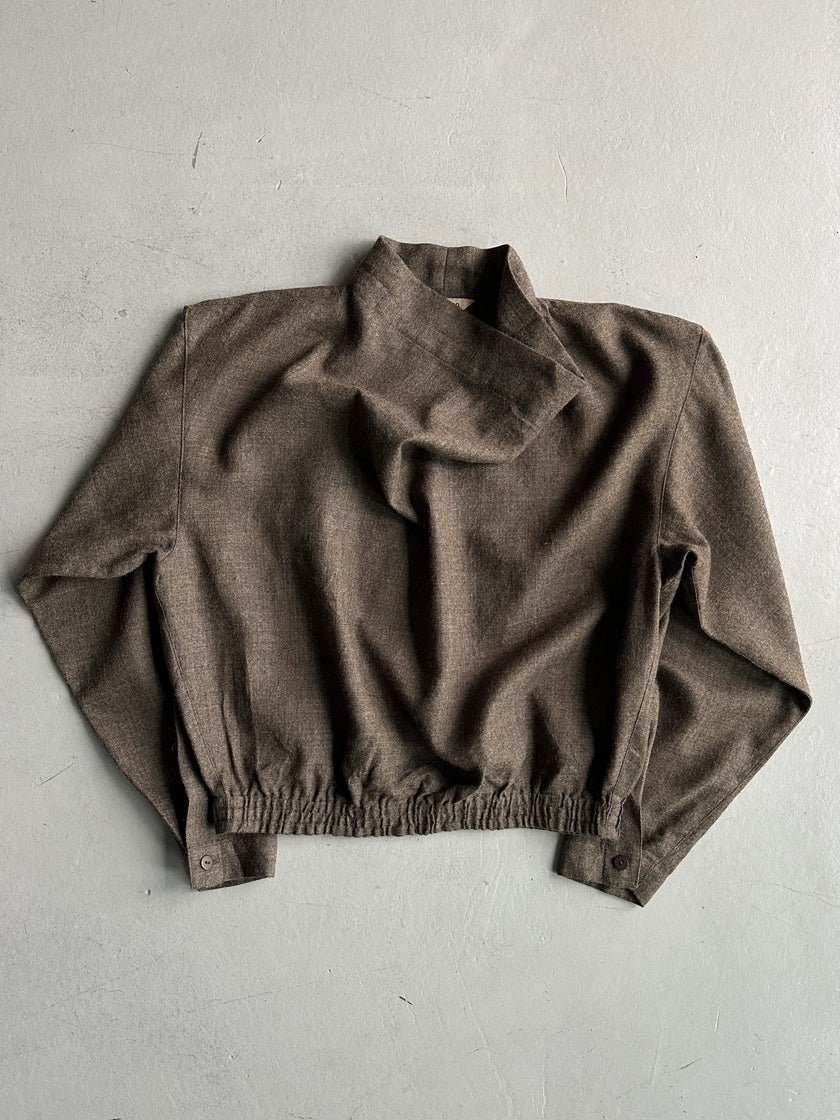 PLANTATION ISSEY MIYAKE - 1980s DRAPED COLLAR BOXY FIT BLOUSE