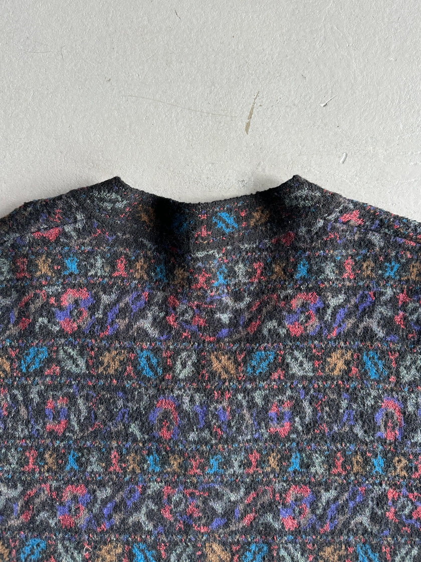 MISSONI - 1990s JACQUARD PATTERN V NECK BOXY FIT JUMPER