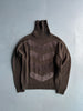 VERSACE - 2000s KNIT TURTLENECK TOP WITH CHEVRON BRUSHED LEATHER APPLIQUÉS