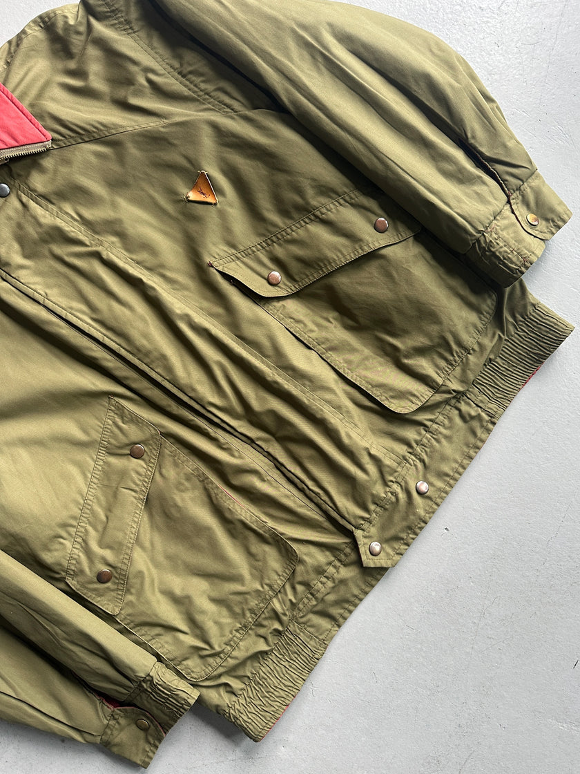 YVES SAINT LAURENT - 1980s 2 IN 1 REVERSIBLE BOMBER JACKET WITH ZIP AT COLLAR