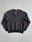 MISSONI - 1990s JACQUARD PATTERN V NECK BOXY FIT JUMPER