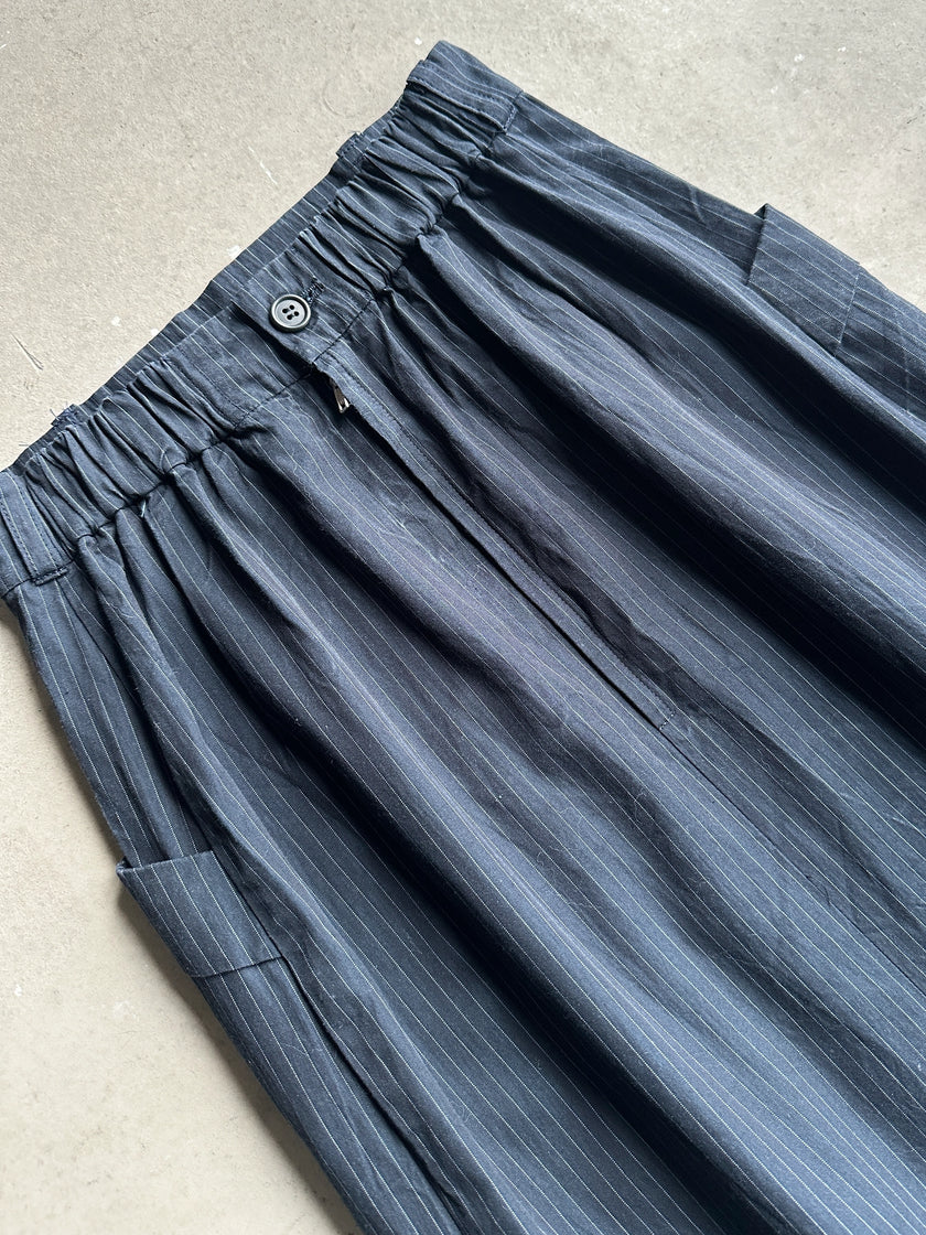 YOHJI YAMAMOTO Y's - 1990s  PINSTRIPED SKIRT WITH WRAP AROUND POCKETS