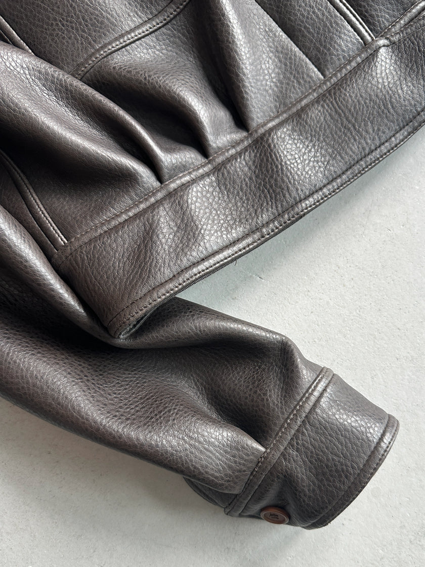 EMPORIO ARMANI - 1980s FAUX LEATHER CROPPED JACKET