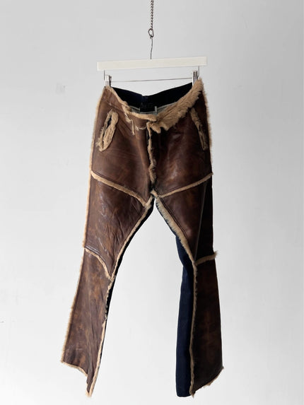 DOLCE & GABBANA 2000s SAMPLE SHEARLING PANELED TROUSERS
