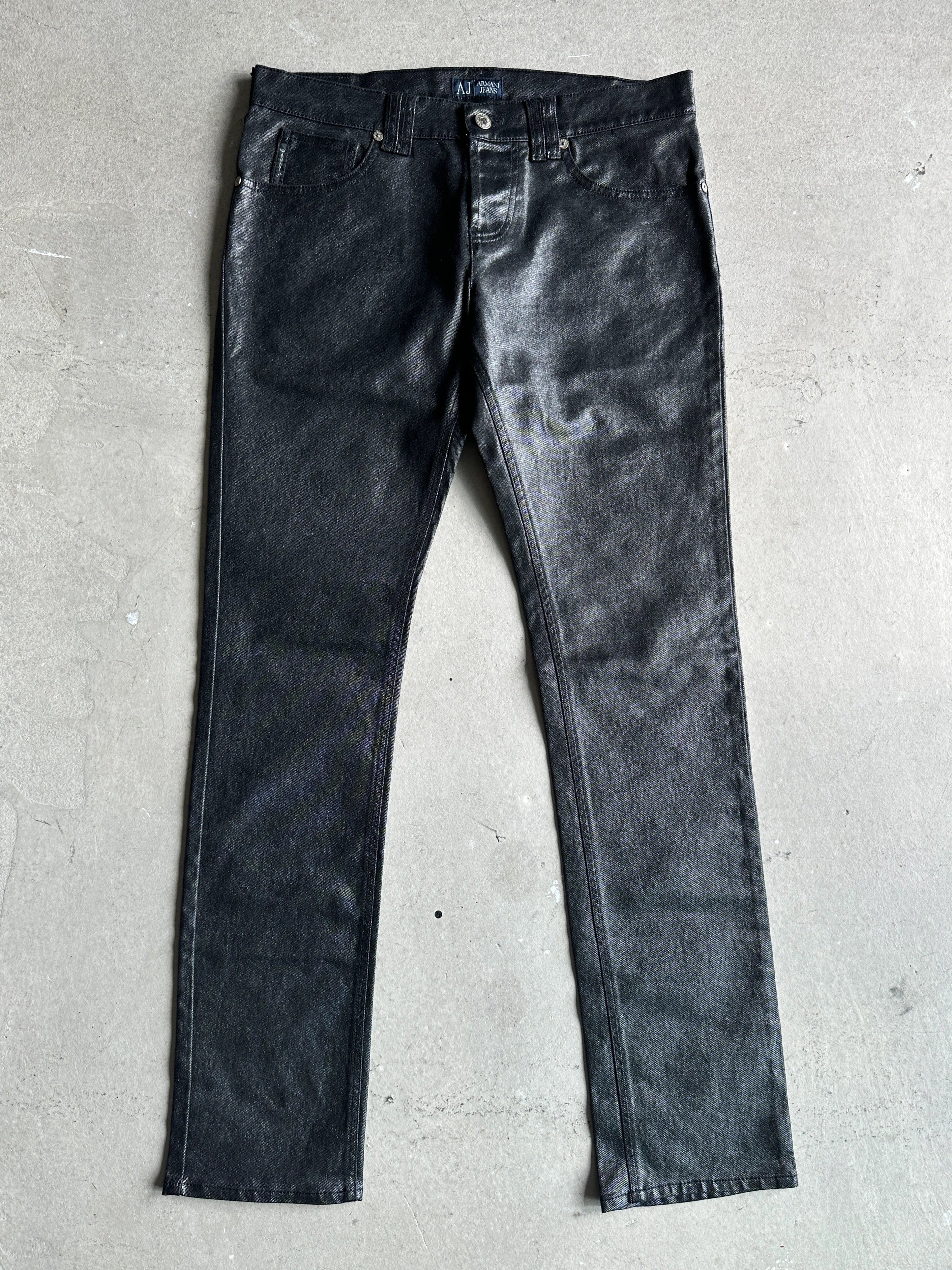 ARMANI JEANS - 2000s LOW WAIST LUREX JEANS TROUSERS