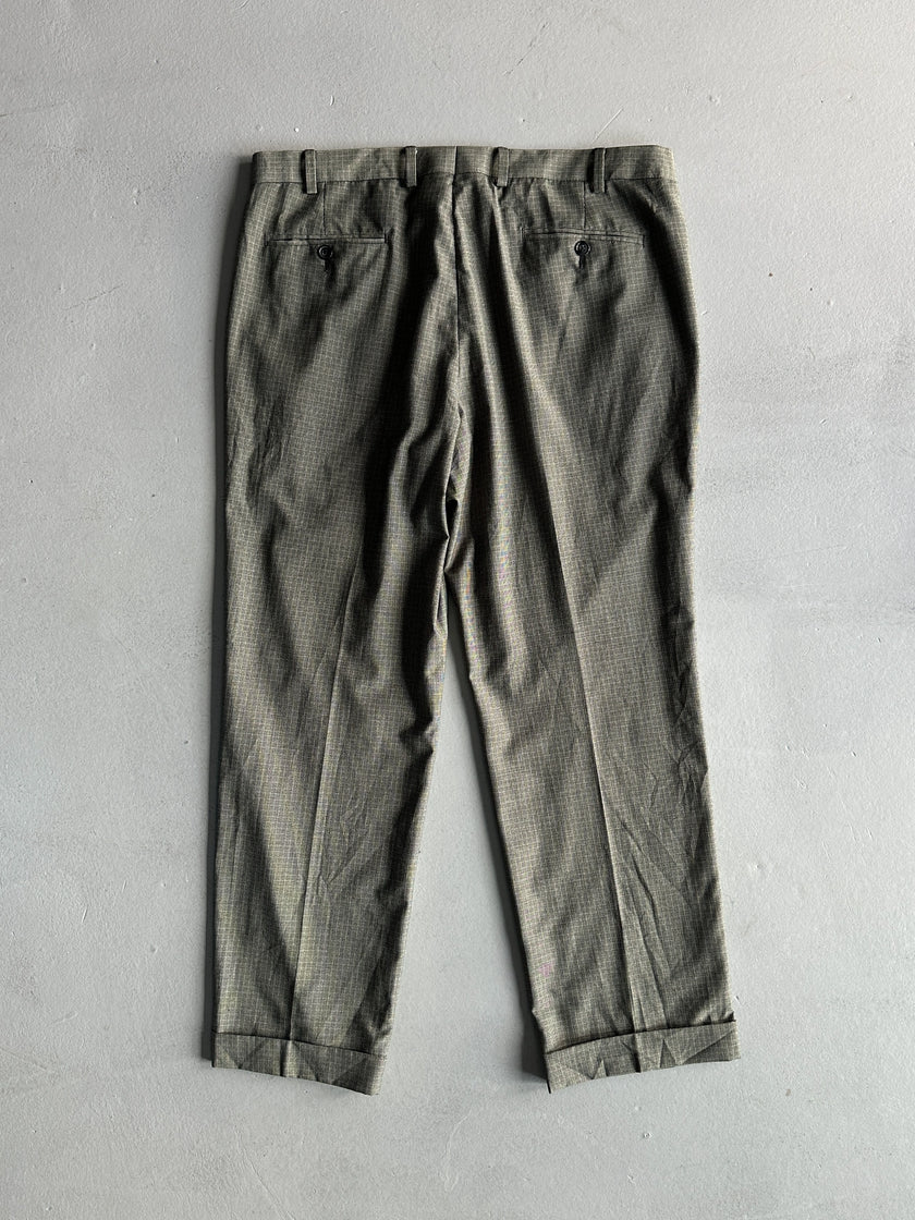 RALPH LAUREN - 2000s TURN UP HEM PLEATED TAILORED TROUSERS