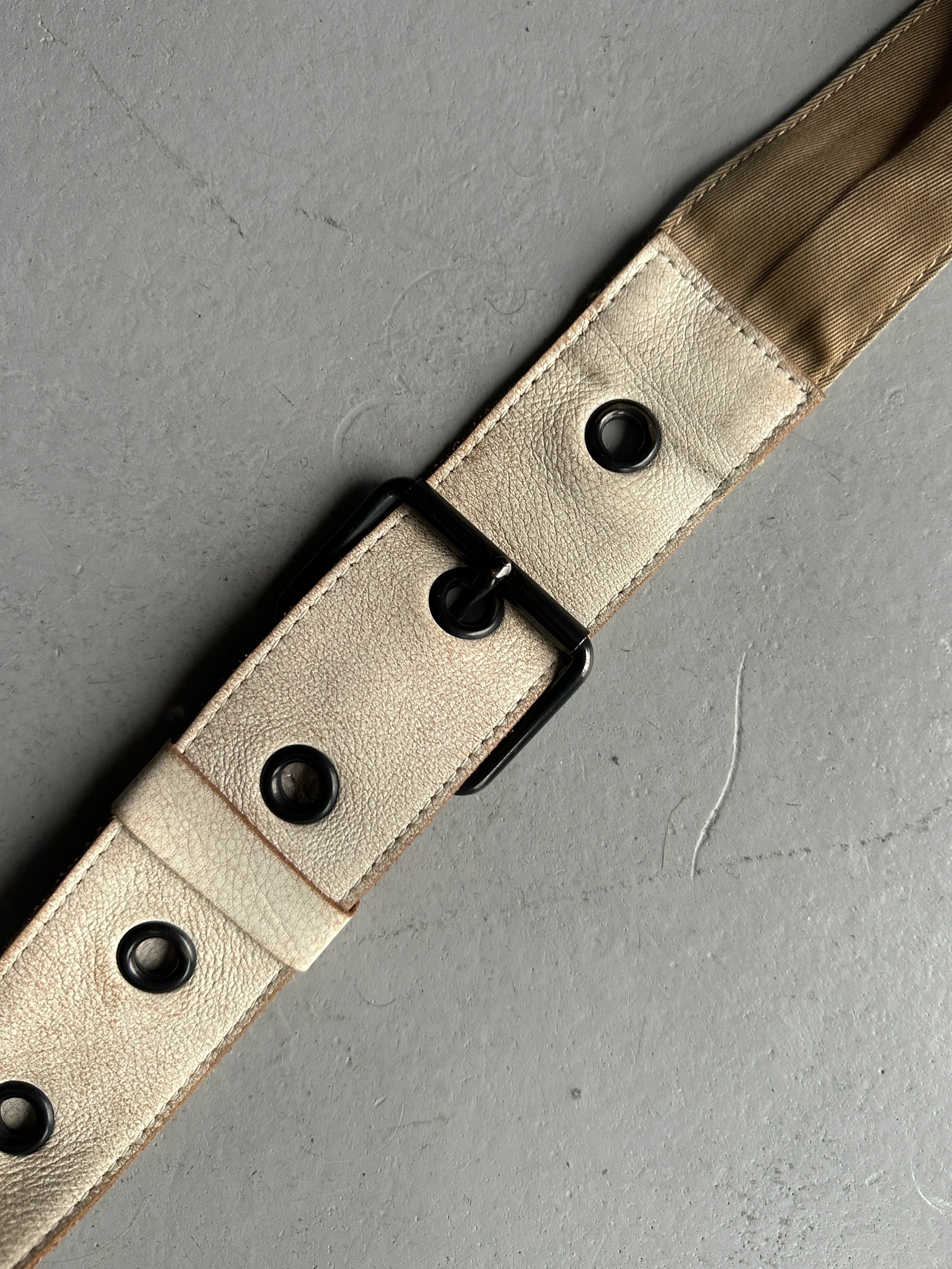 YOHJI YAMAMOTO Y'SACCS - 1990s RECTANGULAR MESSENGER BAG WITH DISTRESSED LEATHER FRONT PANEL