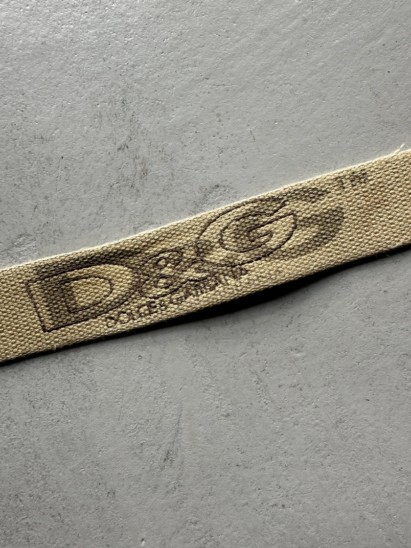 DOLCE & GABBANA - F/W 2003 CANVAS AND LEATHER BELT WITH BRASS BUCKLE