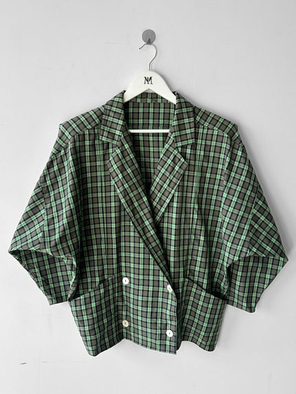 SPORTMAX - 1990s BOXY FIT CHECKED BLAZER