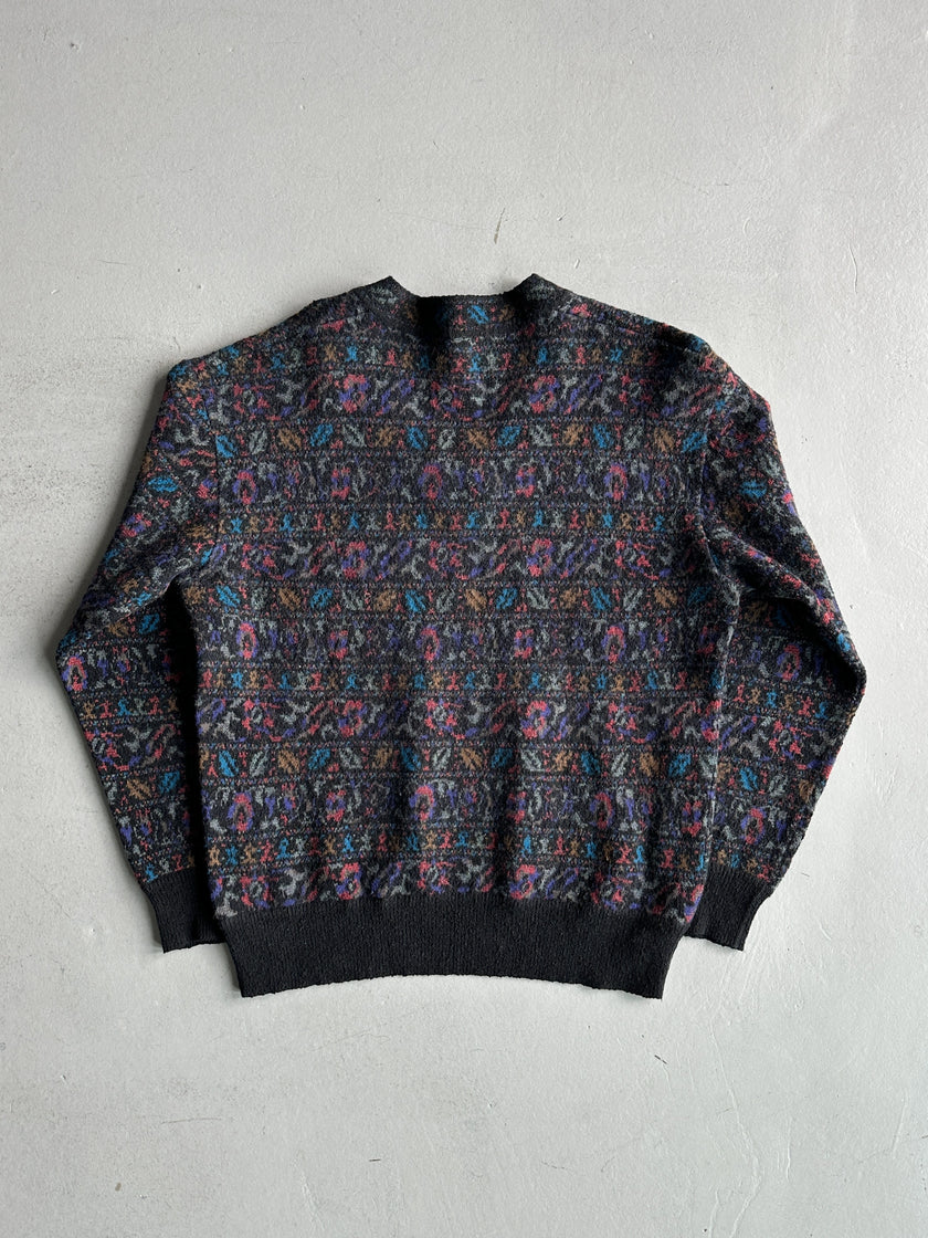 MISSONI - 1990s JACQUARD PATTERN V NECK BOXY FIT JUMPER
