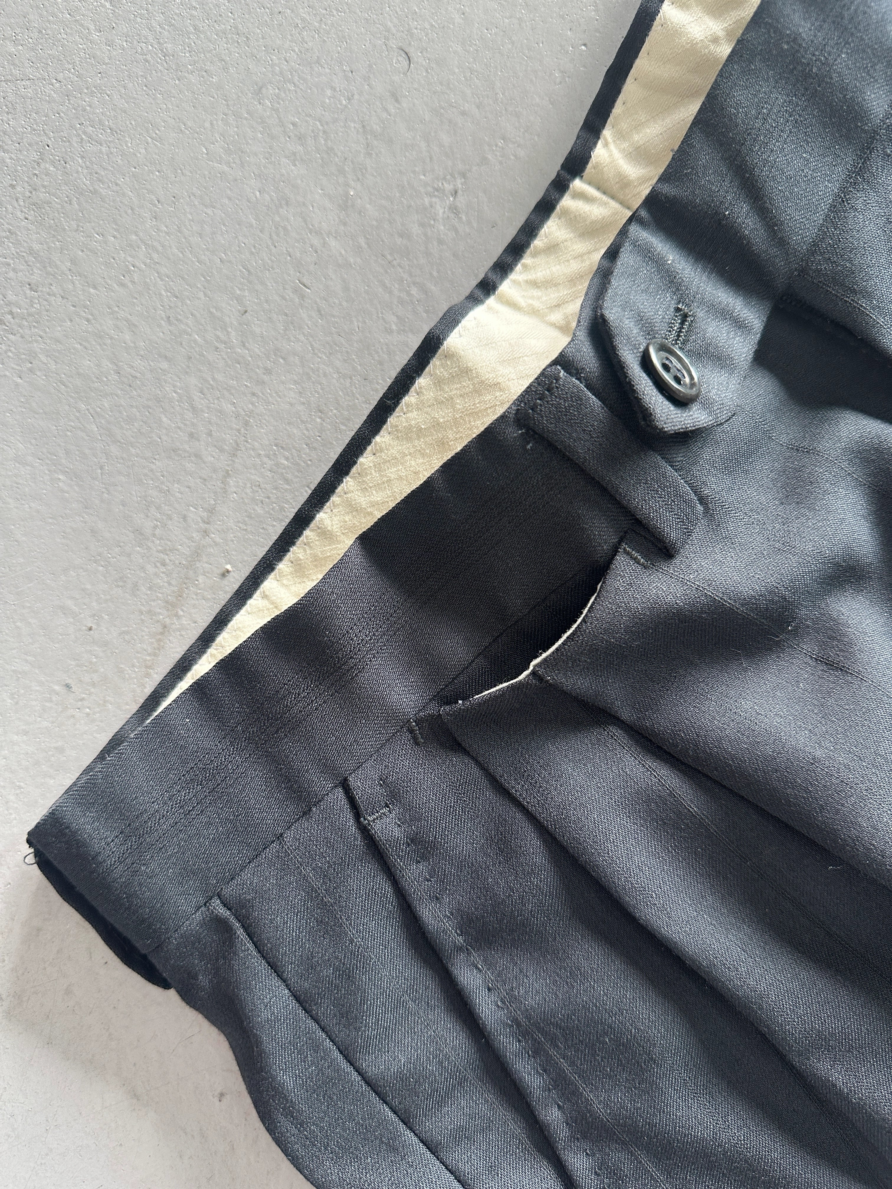 1990s PINSTRIPED FRONT PLEATS TAILORED TROUSERS