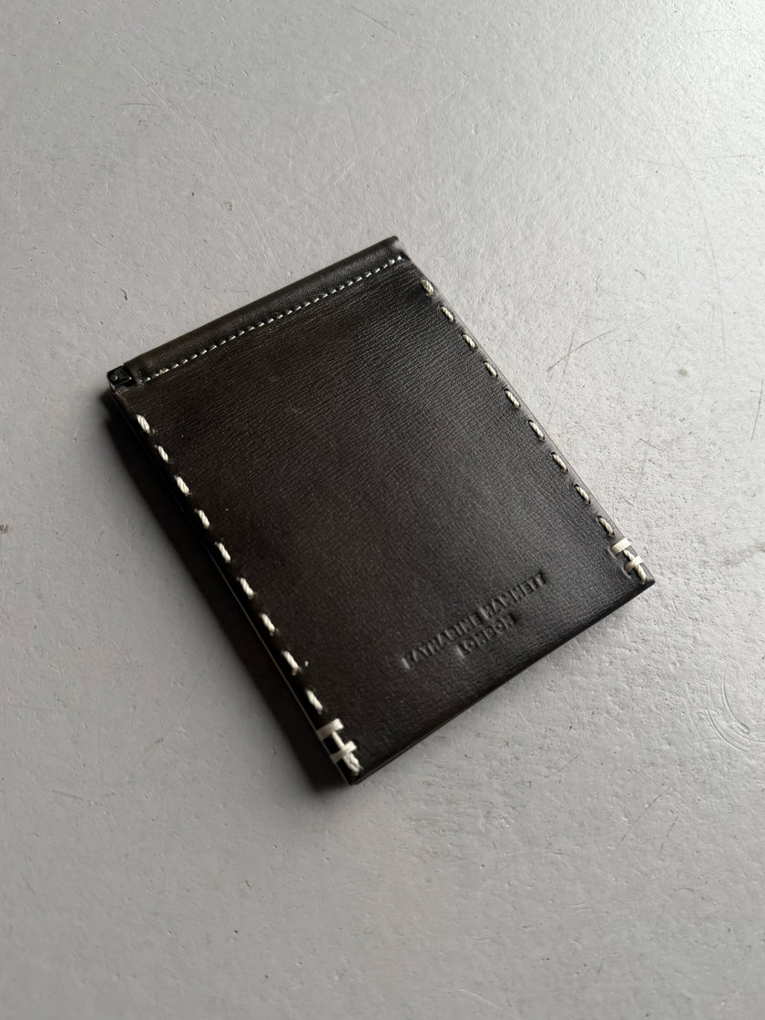 KATHARINE HAMNETT - 1990s LEATHER WALLET WITH STITCHING DETAILS