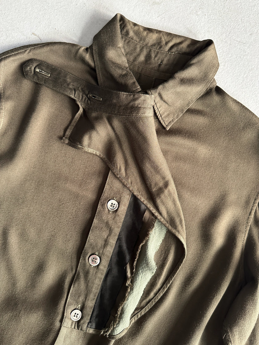 YOHJI YAMAMOTO Y'S - S/S 2001 ASYMMETRICAL SHIRT WITH DETACHABLE DETAIL AT COLLAR