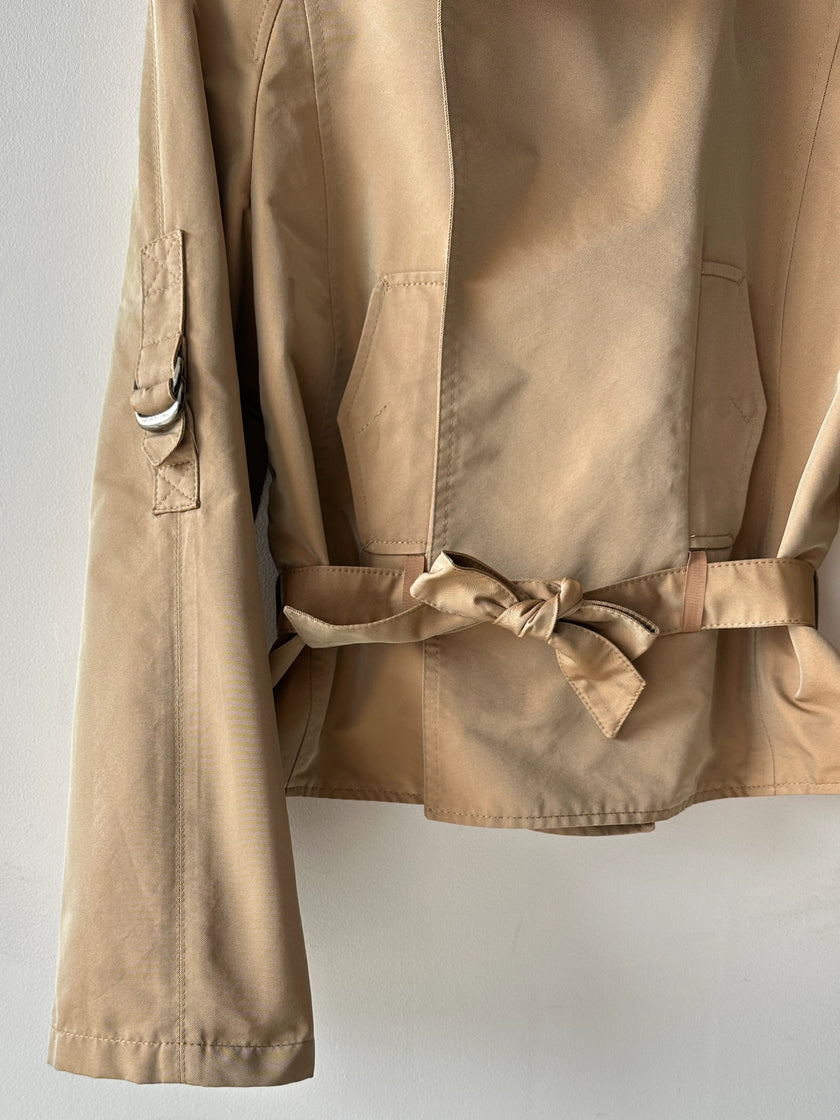 COSTUME NATIONAL - S/S 2007 CROP FIT BELTED TRENCH JACKET WITH BELL SLEEVES