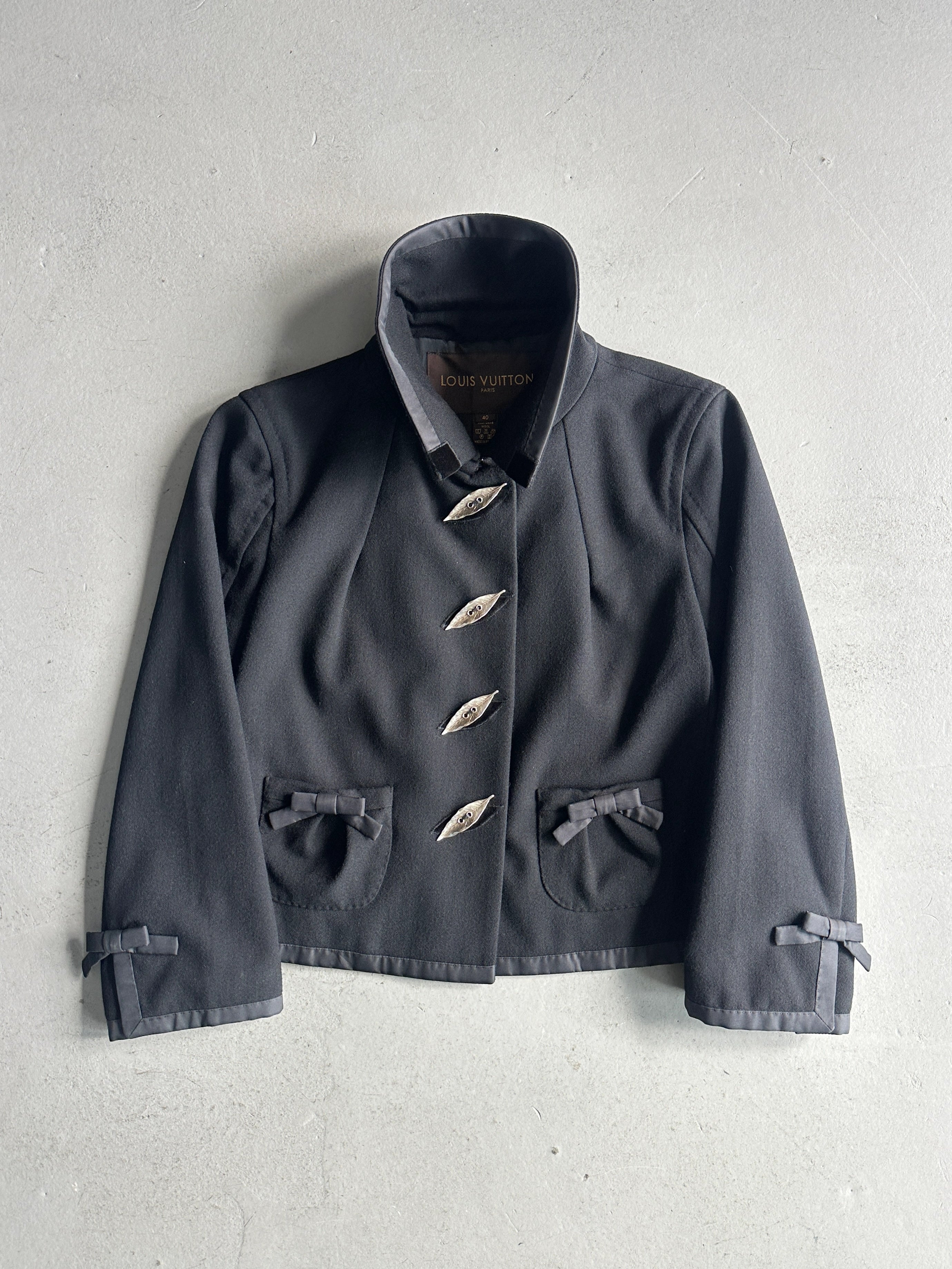 LOUIS VUITTON by MARC JACOBS - A/W 2004 CROP FIT WOOL BLAZER WITH LEAF BUTTONS DETAIL