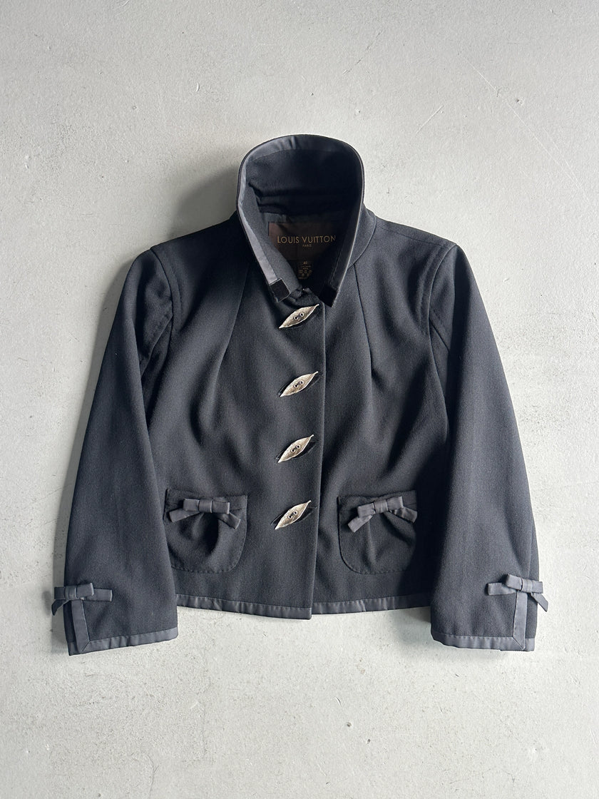 LOUIS VUITTON by MARC JACOBS - A/W 2004 CROP FIT WOOL BLAZER WITH LEAF BUTTONS DETAIL