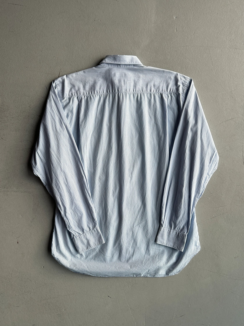 COMME DES GARÇONS SHIRT - S/S 2018 CUT OUTS FRONT MICRO STRIPED LONG SLEEVE SHIRT