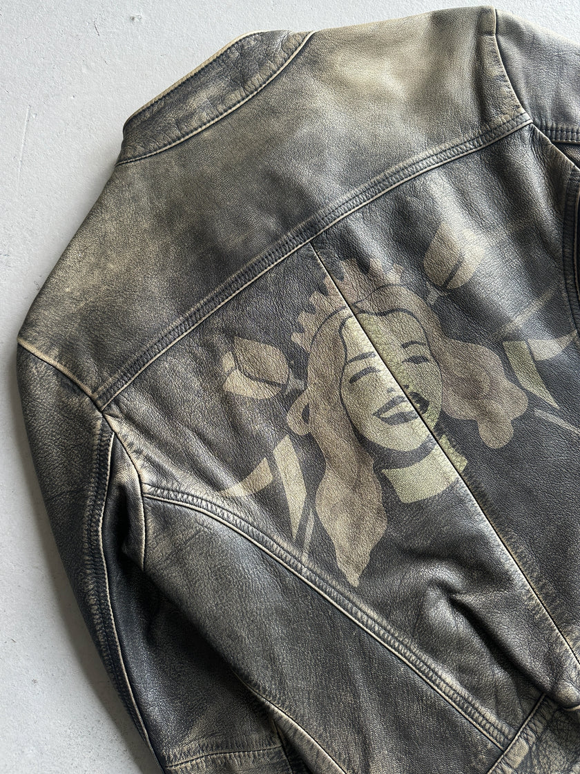 DIESEL - 2000s DISTRESSED LEATHER BIKER JACKET