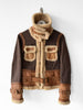 ITALIAN LABEL 1980s PANELLED JACKET WITH LEATHER PANELS AND SHEARLING COLLAR AND TRIMS