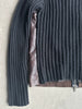 1990s LEATHER FRONT KNITTED ZIPPED CARDIGAN