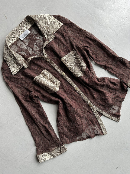 2000s LACE SHIRT WITH SNAKESKIN DETAILS